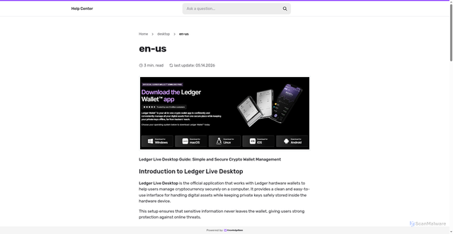 Security scan screenshot of https://started-desktop.kb.help/en-us/