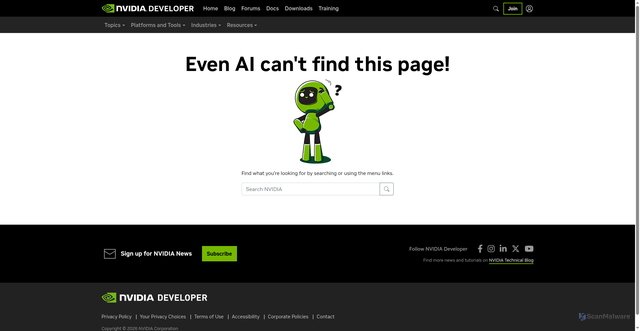 Security scan screenshot of https://developer.download.nvidia.com