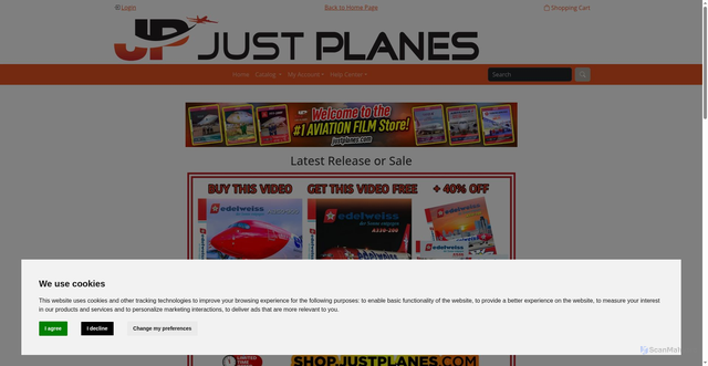 Security scan screenshot of https://shop.justplanes.com