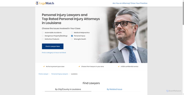 Security scan screenshot of https://www.legalmatch.com/find/personal-injury-lawyers/la/