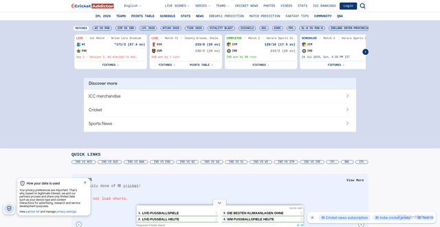 Security scan screenshot of https://cricketaddictor.com