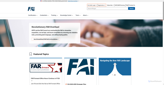 Security scan screenshot of https://www.fai.gov/