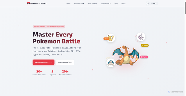 Security scan screenshot of http://pokemoncalculator.online/