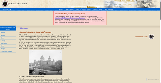 Security scan screenshot of https://www.census.nationalarchives.ie/exhibition/belfast/main.html