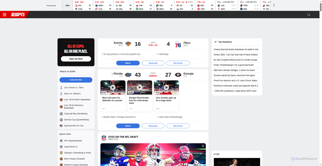 Security scan screenshot of https://secure.espn.com