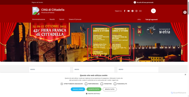 Security scan screenshot of https://www.comune.cittadella.pd.it/