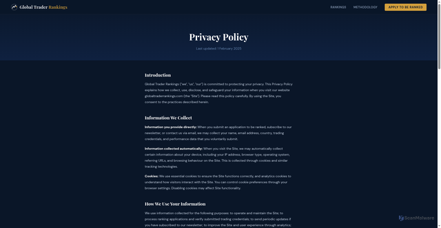 Security scan screenshot of https://global-trader-rankings.pages.dev/privacy.html