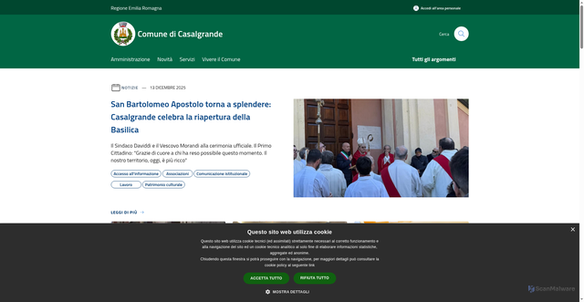 Security scan screenshot of https://www.comune.casalgrande.re.it/it