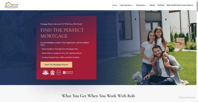 Security scan screenshot of https://robsmortgageloans.com/