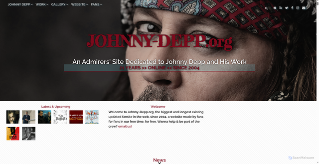 Security scan screenshot of https://johnny-depp.org/