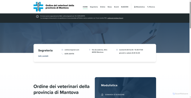 Security scan screenshot of https://www.ordineveterinarimantova.it/