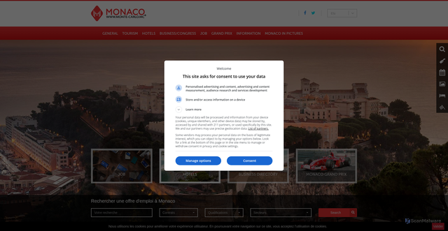 Security scan screenshot of https://www.monte-carlo.mc/