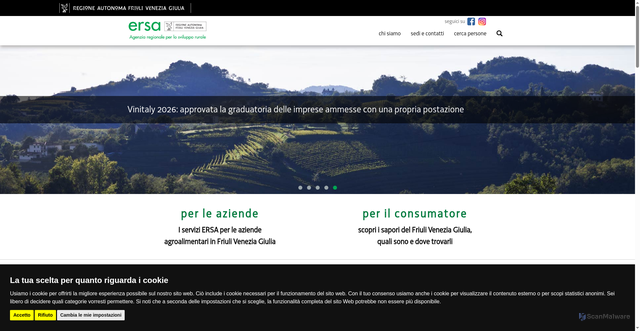 Security scan screenshot of https://www.ersa.fvg.it/cms/hp/;jsessionid=5D8E1E47E59290CA4DD0FEA0569713C9