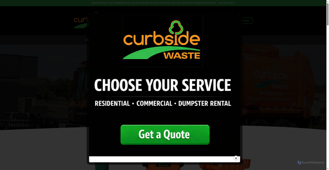 Security scan screenshot of https://curbsidewaste.com/