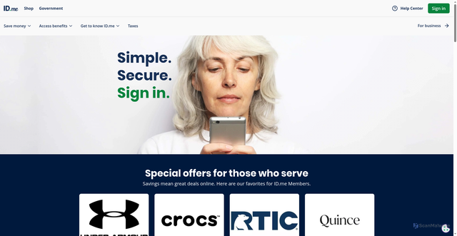 Security scan screenshot of https://www.id.me/