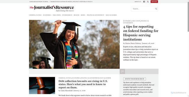 Security scan screenshot of https://journalistsresource.org
