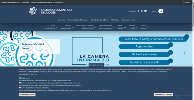 Security scan screenshot of https://www.molise.camcom.gov.it/