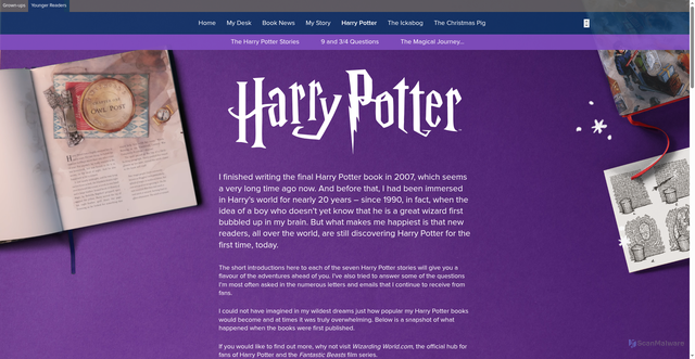 Security scan screenshot of https://stories.jkrowling.com/harrypotter/