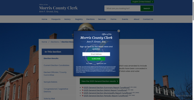 Security scan screenshot of https://www.morriscountyclerk.org/Elections/Election-Results