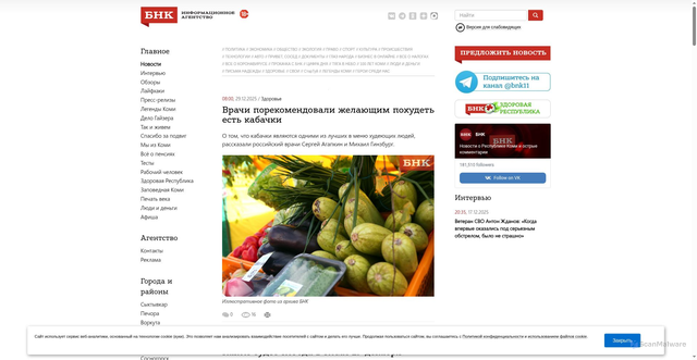 Security scan screenshot of https://bnkomi.ru
