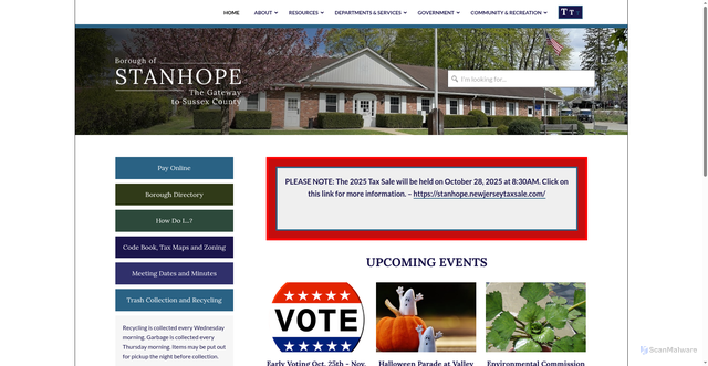Security scan screenshot of https://stanhopenj.gov/