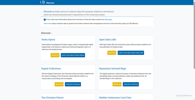 Security scan screenshot of https://discover.ub.uni-muenchen.de