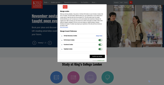 Security scan screenshot of https://www.kcl.ac.uk/