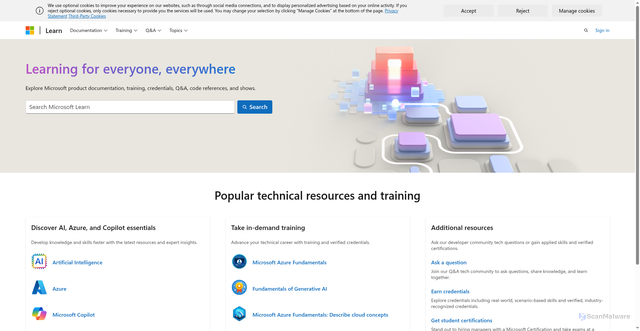 Security scan screenshot of https://docs.microsoft.com/