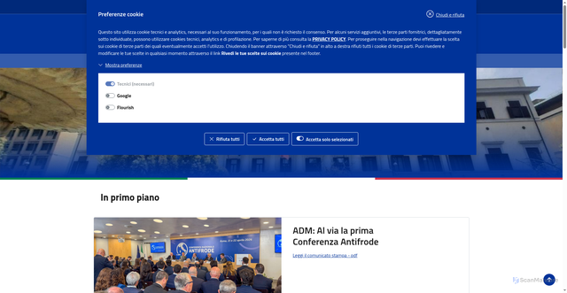 Security scan screenshot of https://www.adm.gov.it