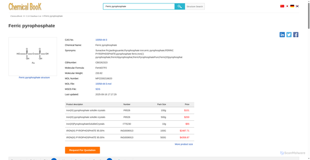 Security scan screenshot of https://zhaike-mkltlkfzc1.edgeone.dev/ChemicalProductProperty_EN_CB0262323.html