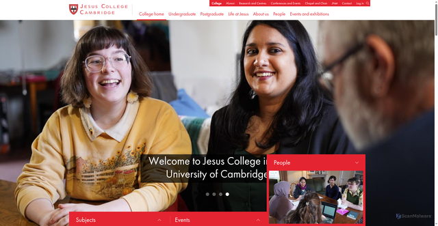 Security scan screenshot of http://www.jesus.cam.ac.uk/