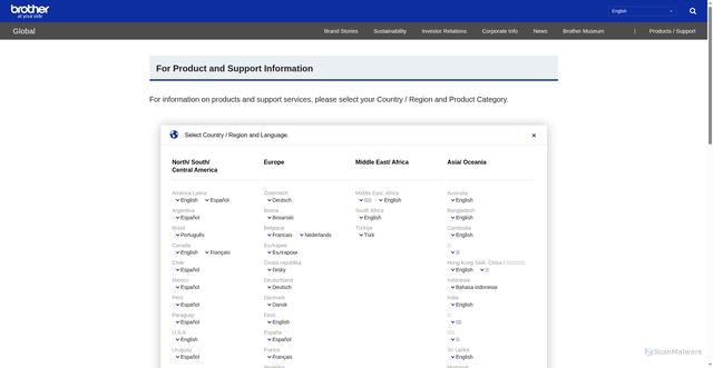 Security scan screenshot of https://www.brother.com