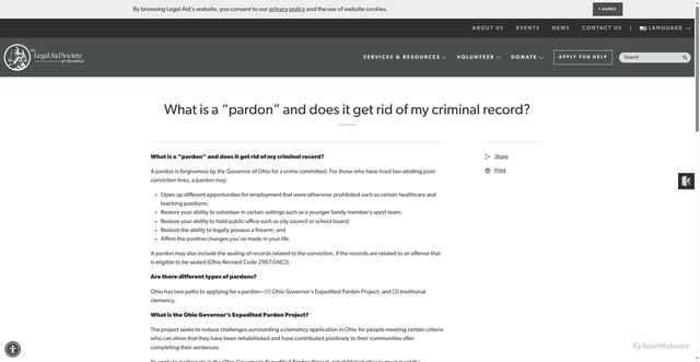 Security scan screenshot of https://lasclev.org/pardon/