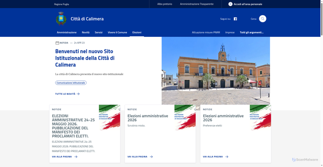 Security scan screenshot of https://www.comune.calimera.le.it