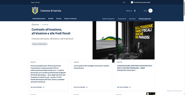 Security scan screenshot of https://www.comune.isernia.it