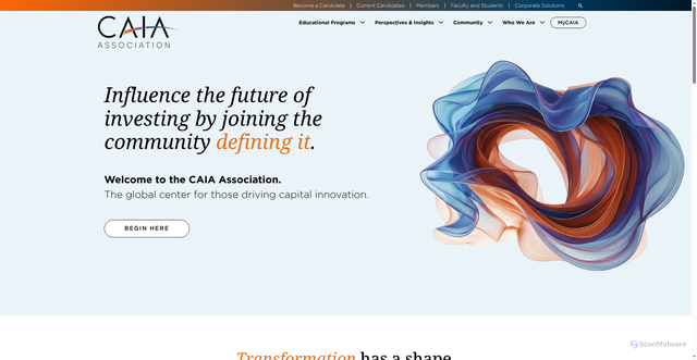 Security scan screenshot of https://caia.org
