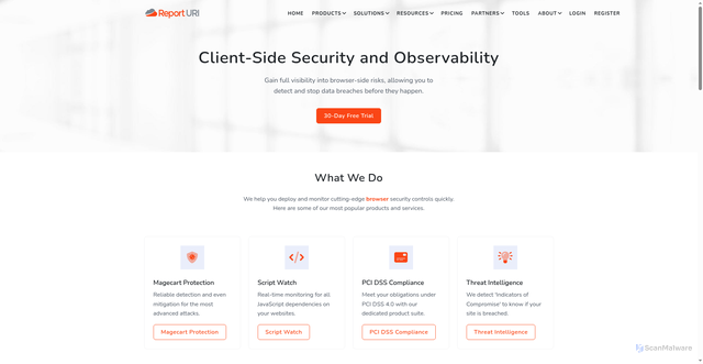 Security scan screenshot of https://report-uri.com/