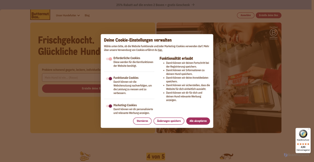 Security scan screenshot of https://butternutbox.com