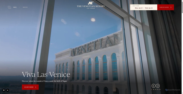 Security scan screenshot of https://venetianlasvegas.com