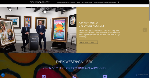 Security scan screenshot of https://parkwestgallery.com