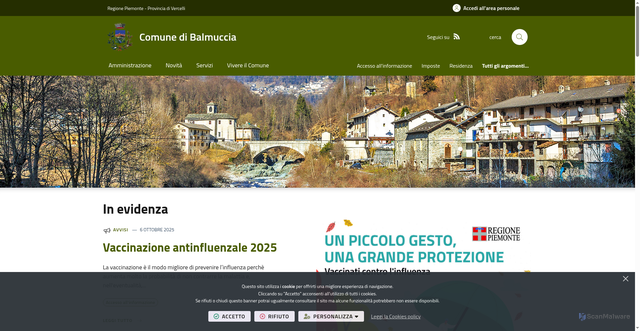 Security scan screenshot of https://www.comune.balmuccia.vc.it/it-it/home