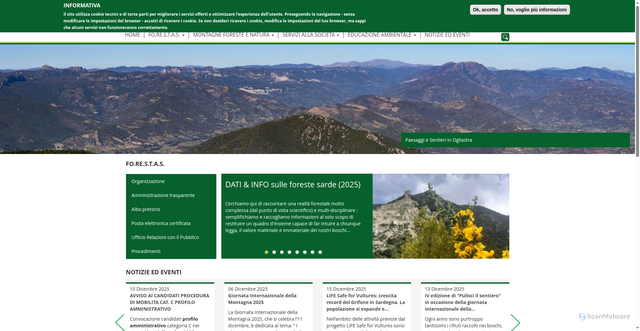 Security scan screenshot of https://www.sardegnaforeste.it/