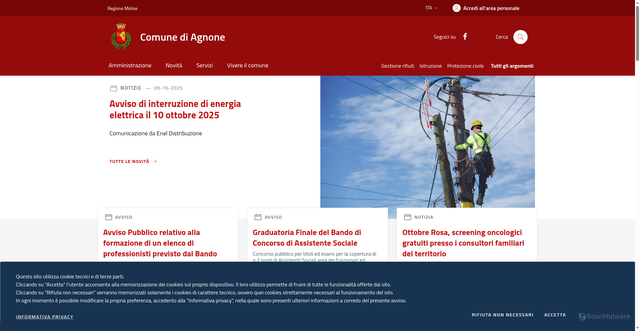 Security scan screenshot of https://www.comune.agnone.is.it/