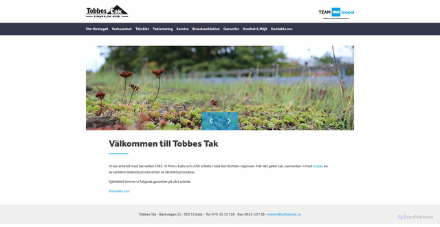 Security scan screenshot of https://tobbestak.se