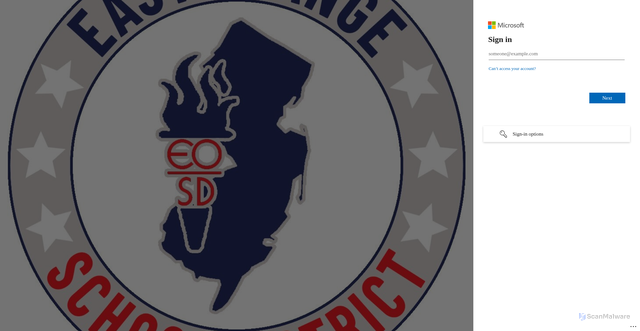 Security scan screenshot of https://eastorangek12njus-my.sharepoint.com