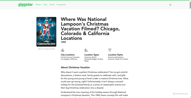 Security scan screenshot of https://giggster.com/guide/movie-location/where-was-christmas-vacation-filmed