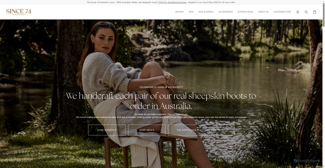 Security scan screenshot of https://since74.com