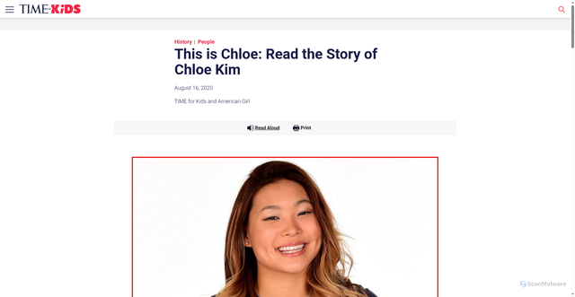Security scan screenshot of https://www.timeforkids.com/g56/this-is-chloe-kim/