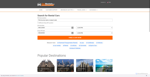 Security scan screenshot of https://carrentals.cc