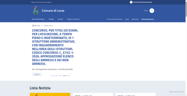 Security scan screenshot of https://www.comune.luras.ss.it